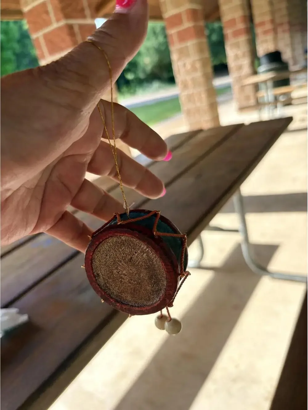 Vintage Miniature Drum & Brass Drum Ornament Set Hangin